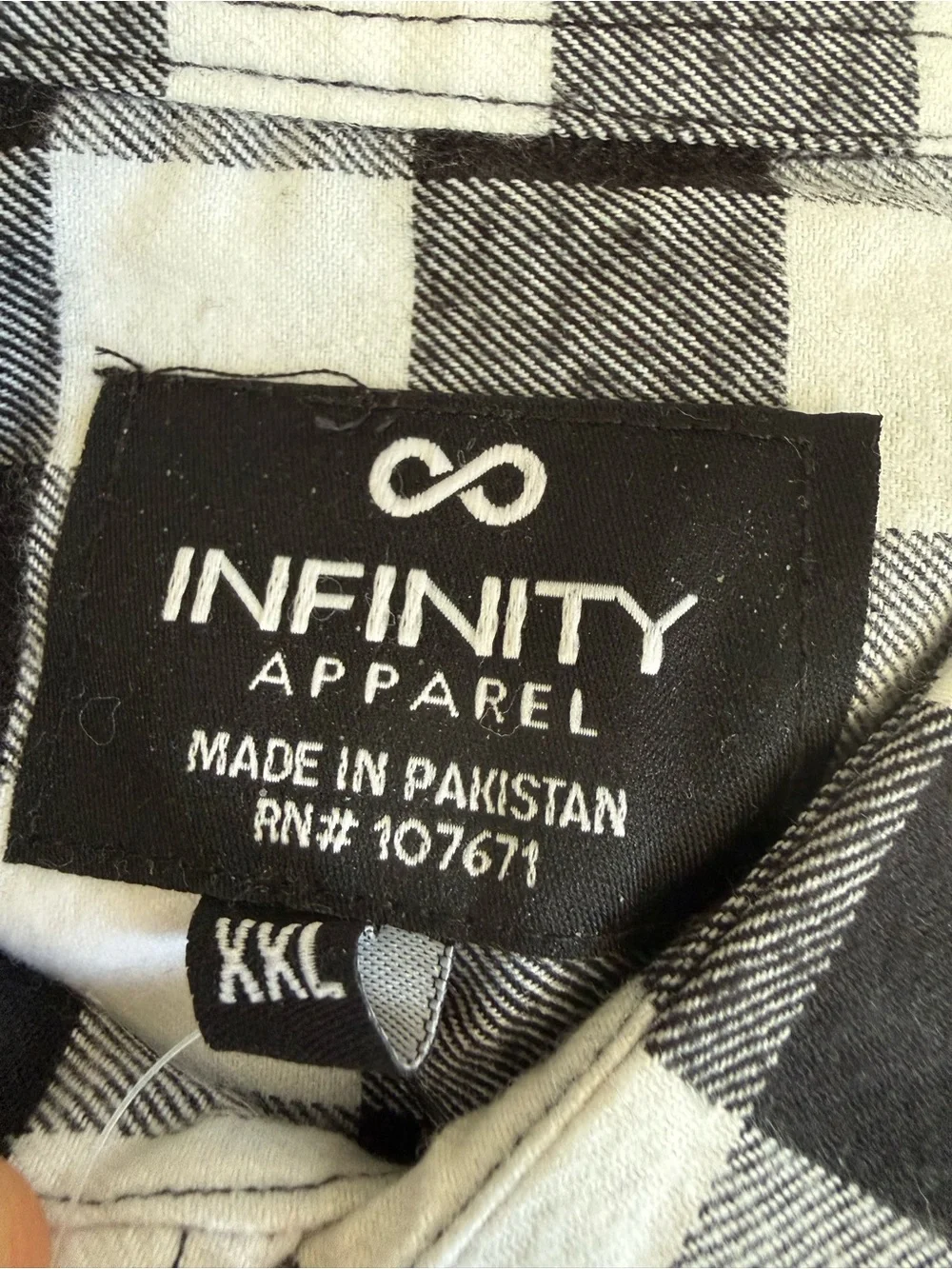 Infinity Apparel Plaid Shirt White Black‎ Men XXL Brushed Pockets Button Up Fall